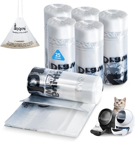 150 Stück Kordelzug-Einlagen für Katzentoiletten, kompatibel mit Litter Robot 4 & 3, Abfallsäcken, vorgetrennt, verdickt, auslaufsicher und transparent, 65,8 x 53,3 cm, Ersatz-Müllbeutel