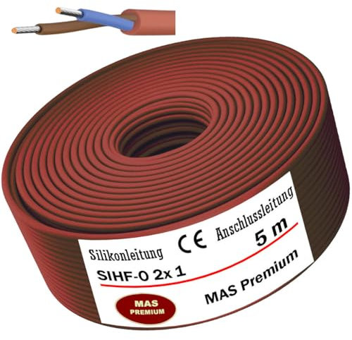 MAS Premium 5-250m Silikonkabel Anschlussleitung Silikonleitung Saunakabel SIHF-O 2x 0,75 1 1,5 2,5 4 6 fein drahtiger Flexibel für Geräte an denen hohe Temperatureinwirkungen (SIHF-O 2x 1, 5m)