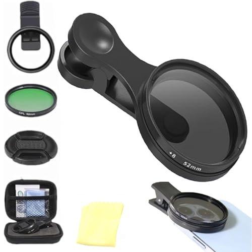 52mm Clip-0n Cpl Phone Camera Lens Filter Kit, Smartphones Portable Polarizer Camera Len Circular Polarizer Polarizing Filter Compatible with Mostcell Phones (1pcs)