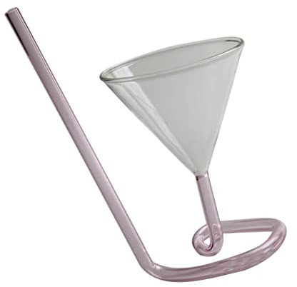 LIFKOME Verre à Cocktail En Verre Spirale Rose Paille Intégrée Pour Boisson Froide Ou Chaude Usage Intérieur Et Extérieur