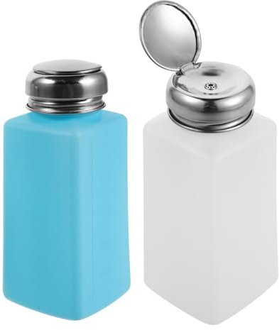 Luxshiny 2pcs Push-down Solvent Pump Bottle Refillable Static Alcohol Dispenser for Home Lab Use