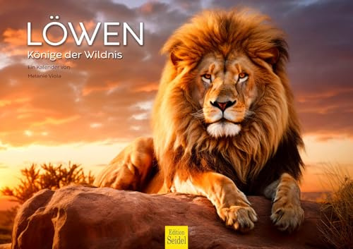 Edition Seidel Premium Kalender Löwen Könige der Wildnis 2026 Format DIN A3 Wandkalender Tierkalender Afrika Wildtier Raubtier Katze Löwe Großkatze Tiger Gepard Melanie Viola