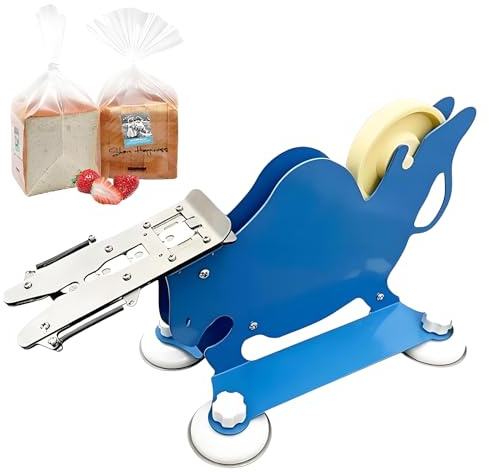 jcwwolk Manual Bread Bag Clip Sealing Machine, Plastic Bag Clasp Packing Machine, with 4 Suction Cups, with 1 Roll of Plastic Clasp, Fast Packaging Without Lagging, for Bakery Supermarket