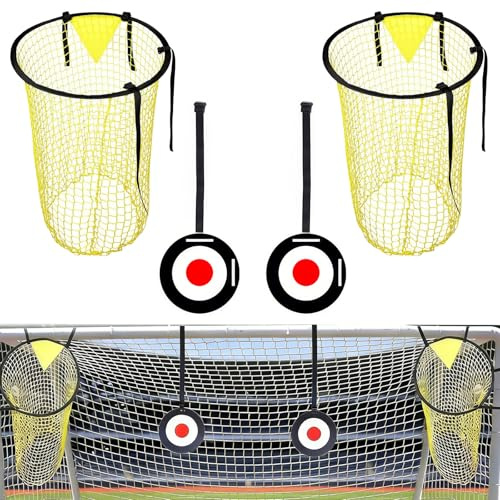 2Pcs Top Bins Football Targets with 2Pcs Corner Target Net for Kids Adults | Practical Football Training Equipment Top Bins Net, Improve Shootings Accuracy and Skill
