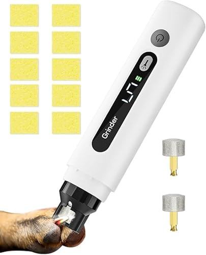 Silent Dog Nail Grinder, Rechargeable Electric Pet Claw Trimmer with Diamond Grinding Head