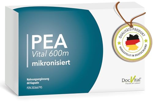 DocVital® PEA Kapseln 1200mg MIKRONISIERT: 60 Kapseln hochdosiert – Palmitoylethanolamide PEA Vital 600 in pharmazeutischer Qualität – 100% Pure Pea | Laborgeprüft
