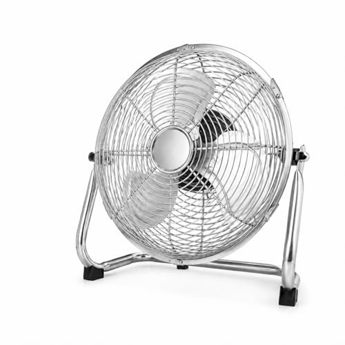 Ventilador de Suelo 30cm 12Pulgadas, Circulador Metálico 50W, Inclinación Ajustable 180°, Motor DC, Ventilador Industrial con Rejilla Metálica 3 Velocidades, para Hogar Oficina Dormitorio Taller(K-02)