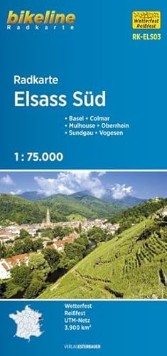 Radkarte Elsass Süd: Basel – Colmar – Mulhouse – Oberrhein – Sundgau – Vogesen (Bikeline Radkarte)
