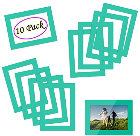HAMRAY Self-adhesive Picture Frame Refrigerator Pocket Sleeve Hold Photo in Fridge Wall Door Bathroom Cabinet 10 Pack (Mint Green)