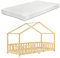 [en.casa] Kinderbett Treviolo mit Matratze 90x200cm Hausbett Holzbett für Kinder mit Rausfallschutz Bettgestell mit Lattenrost Spielbett Kiefernholz Holz Natur