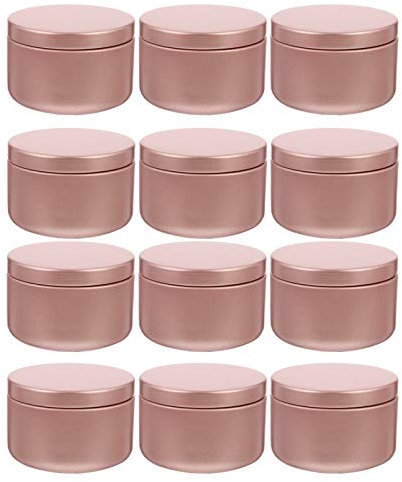 Lot de 12 boîtes rondes en métal - En étain - Avec couvercle - Pour bougies à faire soi-même