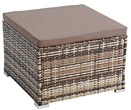 ESTEXO Polyrattan Sitzhocker XXL Hocker Rattan Gartenmöbel Gartenhocker Gartenstuhl Rattanstuhl Rattanhocker (Beige-Braun)
