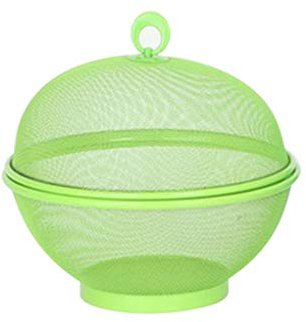 rongweiwang Mesh Fruit Basket with Lid Breathable Round Fruit Basket Net Food Tray Kitchen Fresh Keeping Bowl Tool,Green