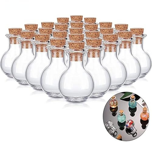 XNSHUN 30 Stück Mini-Glasflaschen mit Korken, kleine Gläser, Mini-Flaschen-Set, kleine Reagenzglas-Gewürzgläser, Glasbehälter, Mini-Flaschen mit Korken für DIY-Dekoration