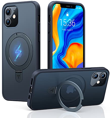 TORRAS Ostand Q1 für iPhone 12 Hülle/iPhone 12 Pro Hülle für MagSafe (Nr.1 Magnetkraft, Unsichtbarer Ständer, Militärischer Schutz) Stoßfest Handyhülle iPhone 12 Case Kratzfeste All-in-One Schwarz