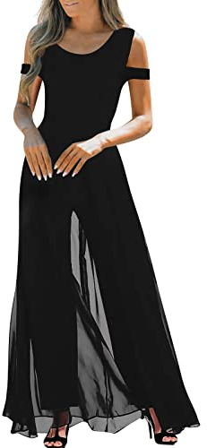 Jumpsuit Damen Schwarz Hosenanzug Sportlich Elegant Jumpsuit Elegant Festlich Schulterfrei Jumpsuit Elegant Für Hochzeit Hohe Taille Mesh Cover Jumpsuit Mit Geradem Bein Latzhose Kostüm Schwarz Xl