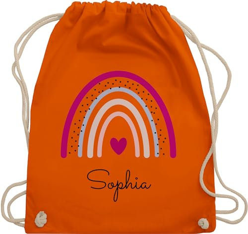 Turnbeutel Rucksack - Regenbogen Regenbögen - Unisize - Orange - beutel kindergarten schule sportbeutel rainbow sophia turnsack name schulbeutel personalisierte herz beuteltasche mädchen