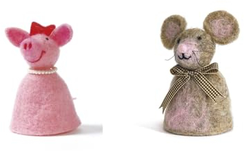 LK Trend & Style Eierwärmer aus Filz - Doppelset für das Paar liebevolle Tiere (Schwein + Maus)