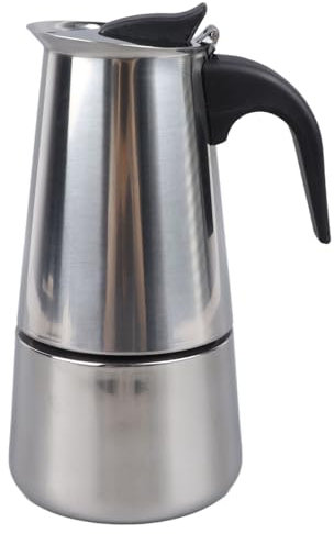 Stainless Steel Moka Pot 300ml，caffettiera in Acciaio Inox，steel Easy to Clean Portable Coffee Pot for Gas Stoves, Electric Stoves Argento