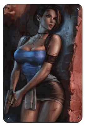 FrySky Resident Evil Jill Valentine HD Poster Blechschild Vintage Metall Pub Club Cafe Bar Home Wandkunst Dekoration Poster Retro 20 x 30 cm