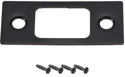 sourcing map Door Strike Plate, 57mm x 25.5mm 201 Stainless Steel Latch Deadbolt Strike Plate for Door Frame Door Jamb, Black