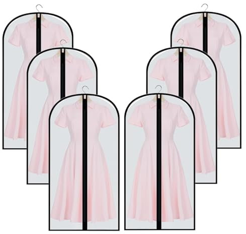 Kleidersäcke Anzug mit Reißverschluss Staubdicht für Kleidung - 60 x 120cm Kleidersack 6 Stück Schwarz Rahmen Transparent Aufbewahrung Schutz Kleidung - Kleiderschutz Säcke für Anzüge Jacken Hosen