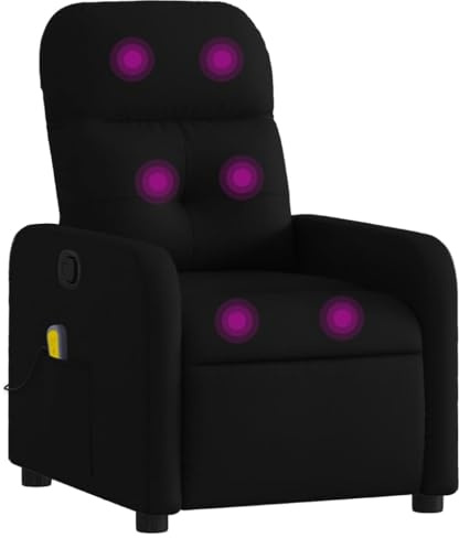 vidaXL Massagesessel, Sessel Verstellbare Rückenlehne Fußteil, Fernsehsessel Relaxsessel mit Liegefunktion, Liegesessel Polstersessel Ruhesessel, Schwarz Stoff