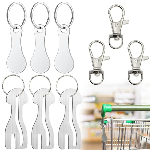 Gettone Carrello Spesa,Chip Del Carrello Della Spesa,Chiave per Carrello Della Spesa in Acciaio Inox,Viene fornito con portachiavi per il rilascio rimovibile di chip del carrello della spesa,Due Stili