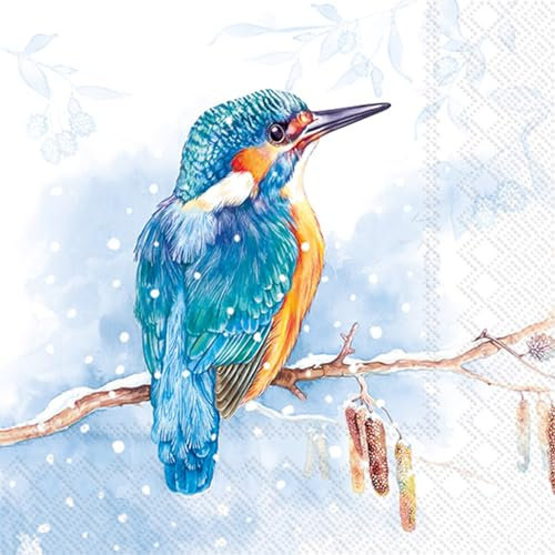 IHR Ideal Home Range Cocktail-Servietten, Einweg-Servietten, 3-lagig, 12,7 x 12,7 cm, The Kingfisher (Hellblau), 20 Stück