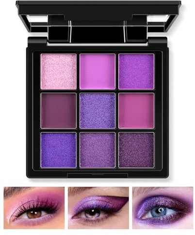 Boobeen 9 Colori Palette di Ombretti Matte e Shimmer, Ombretto in Polvere Cremoso Altamente Pigmentato, per Creare un Look Luminoso, a Lunga Durata