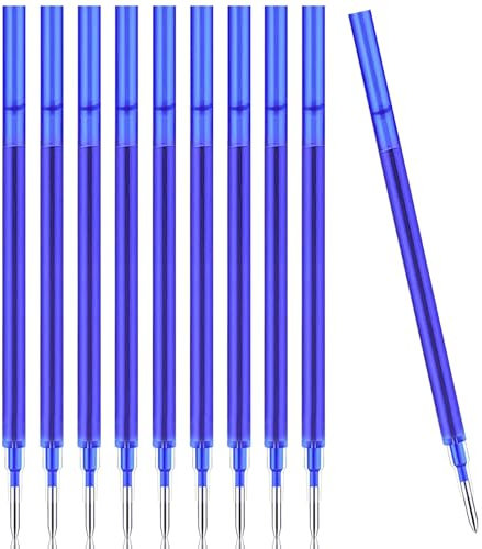 10 Piezas Recambios,Compatibles con Legami,Tinta Boli Borrable,Recambio Boligrafo Borrable,Punta 0,7 mm,Altura 13 cm (Azul)