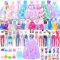 Puppenkleidung und Zubehör für 11,5 Zoll Puppe Dress up Set mit Prinzessin Kleider Mode Kleider Tops und Hosen Taschen Geschenk Spielzeug für Mädchen 4 5 6 7 8 9 10 Jahre Weihnachten Geburtstag