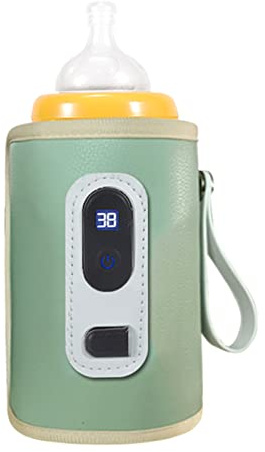 Chauffe-biberon USB, 5 V, écran LCD, température réglable, étanche, portable, pour la maison, les voyages et la voiture (vert)