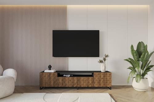 ALTDECOR TV-Schrank Fernsehtisch - VIRA-S - 200x53x41 - Schwarz/Katania
