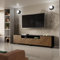 ALTDECOR TV-Schrank VIRA-S mit Gefrästen Fronten 200x53x41 Lowboard, TV Möbel, TV Cabinet, Fernsehtisch, Fernseher Schrank, TV Kommode, TV Tisch, TV Sideboard, TV Board - Schwarz/Katania