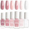 Pink Nail Polish Set - 6PCS Pink Series Nail Varnish Set - Fresh Spring Macaron Color Polish - Quick Dry Nail Polish No Bake - Long Lasting Gift Set for Women Nail Art