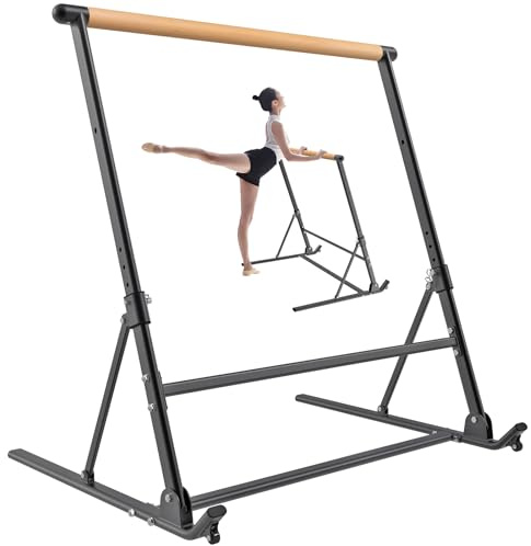 Lifeswell Freistehende Ballettstange, verstellbare und tragbare Ballettstange mit rutschfester Unterseite, 4 Höheneinstellungen, glattes Holz und langlebiger Stahl für Heimübungen