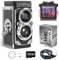 CHUZHAO Retro Digital Camera, Mini Vintage TLR Camera with Waist-Level Viewfinder, 1080P FHD Video 12MP Autofocus Vlogging Cameras with Black & White Filter 16GB Card for Beginners Adults Teens Kids