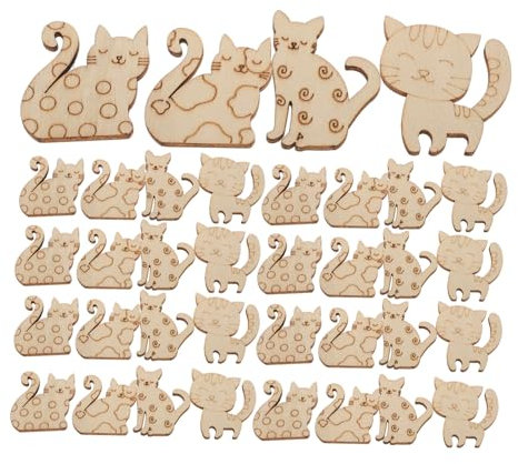 HOLIDYOYO DIY Coloring Toy 100pcs Wood Graffiti Material Wood Cutouts for Animal Decor Home Decor Party Crafts