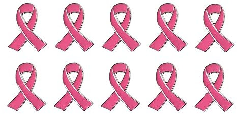 10 pièces broche ruban rose sensibilisation cancer du sein épinglettes femmes badge espoir prévention soutien bijoux solidaires accessoires vêtements sac à dos mini pin's octobre rose (B, One Size)