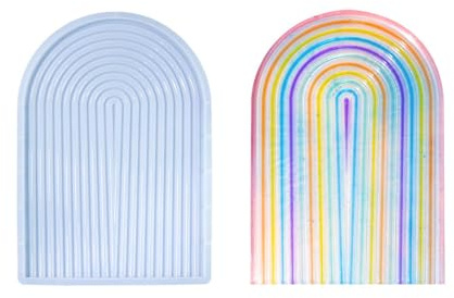 Silikonform für Teller, Schale, Heimdekoration, Regenbogen-Tablett, groß, gewölbt, gestreift, Palettenform für Heimdekoration, groß, gewölbt, Regenbogen-Silikonform