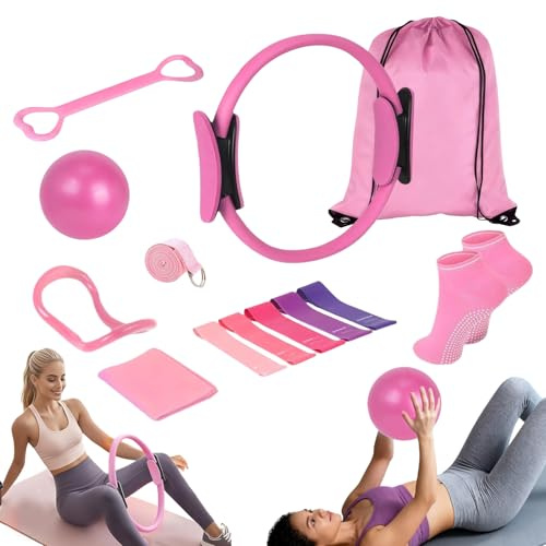 Pilates-set i 13 delar, pilates-ring-set, pilates-Essential Kit med yogaboll, pilatesring, motståndsband, yogabyxor, pilates-handtagsstrumpor, pilates-set för hemmet, pilates-ring, cirkelset för