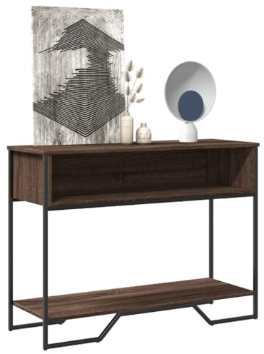 KTHLBRH Konsolentisch aus technischem Holz, braun, Eiche, mit Stauraum und dekorativer Ablage für den Eingangsbereich, 100 x 35 x 74,5 cm