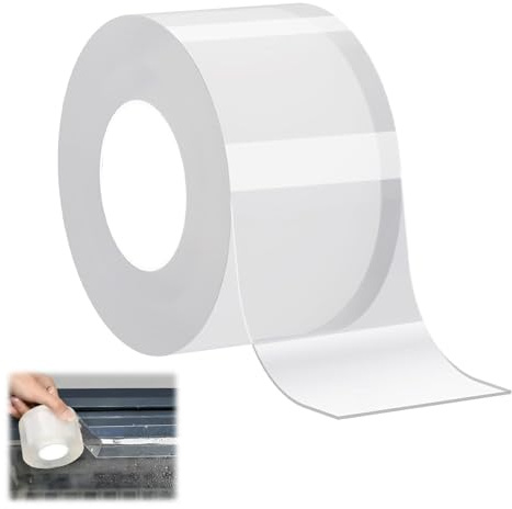 7cm × 10m Clear Waterproof Tape, Window Weather Sealing Tape | Transparent Adhesive Tapes for Kitchen Sinks, Worktop Edging, Door Draft Stopper, Roof