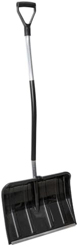 Pala da neve ergonomica e stabile, lama da 46 cm con bordo in metallo, manico in acciaio verniciato a polvere e impugnatura morbida a D, pala da neve resistente all'inverno (130 cm di lunghezza totale
