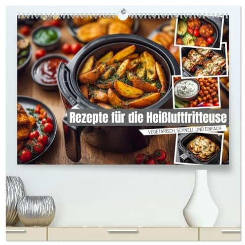 Rezepte für die Heißluftfritteuse - vegetarisch, schnell und einfach (hochwertiger Premium Wandkalender 2026 DIN A2 quer), Kunstdruck in Hochglanz: ... Küche im Kochbuch-Stil (CALVENDO Lifestyle)