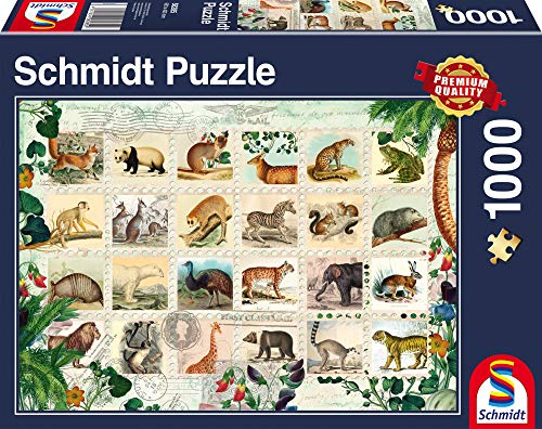 Schmidt Spiele Puzzle 58285 - Tierische Briefmarken Puzzle, 1000 Teile