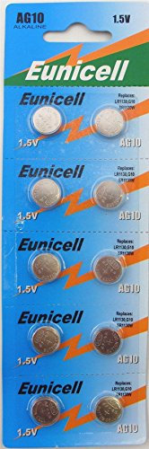 10 x Eunicell AG10 1.5 Volt batterie alcaline a bottone di alta qualità