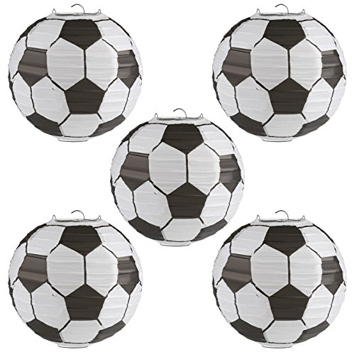Kesote 5x Lampions Fußball Laterne Papier 8 Zoll Papierlaterne Hängedeko für Weltmeisterschaft Kinder Geburtstag Party Dekoration (20,3 cm)
