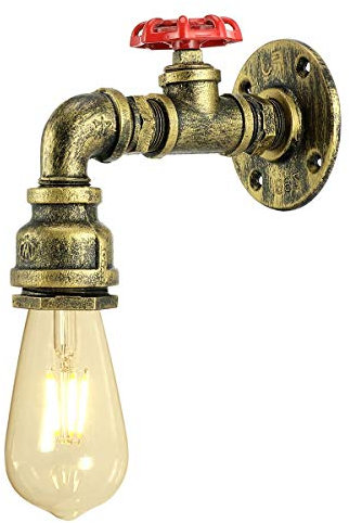 KAWELL Kreative Kerze Wandleuchte Vintage Industrielle Retro Wasserrohr Wandlampe Eisen Metall E27 60W Max für Restaurant, Café, Bar, Küche, Schlafzimmer, Bronze Farbe